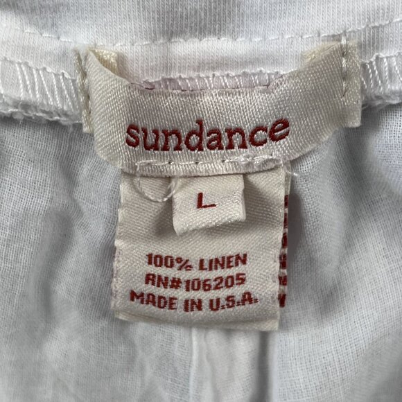 Sundance Wide Leg Linen Pants Womens Large White Stretch Waist Made in USA - Picture 3 of 7